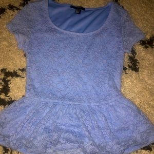 FOREVER 21 Blue Lace Top